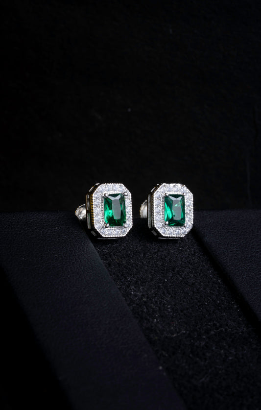 Storkstone-Ear-Green Halo Stud
