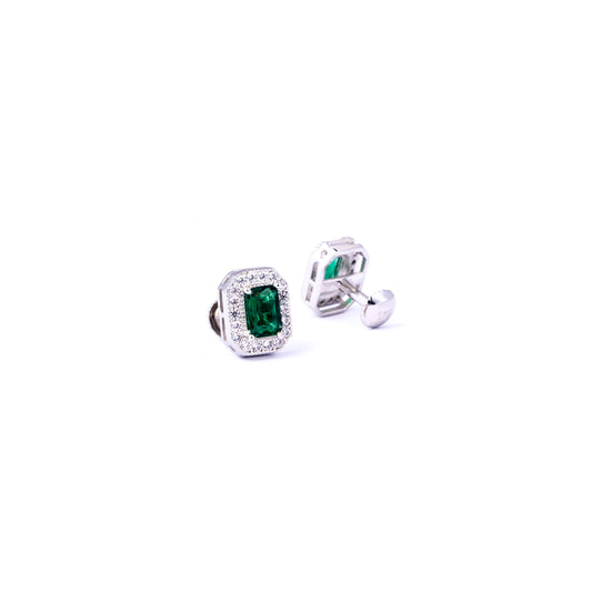 Storkstone-Ear-Green Halo Stud